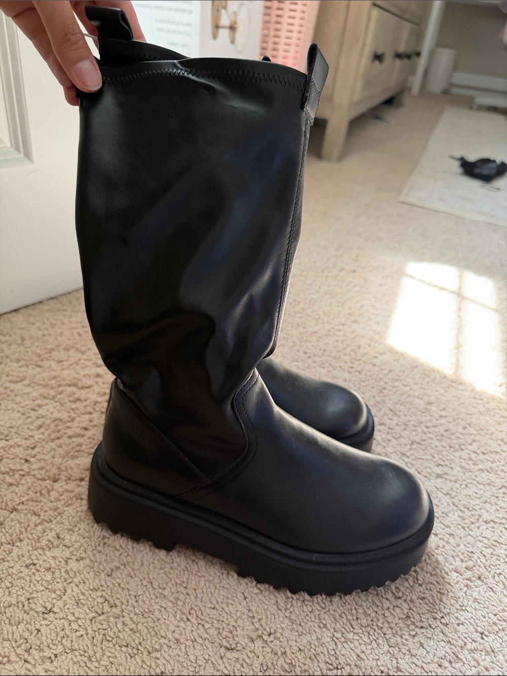 Zara Black Kids Mid-Calf Platform Boots